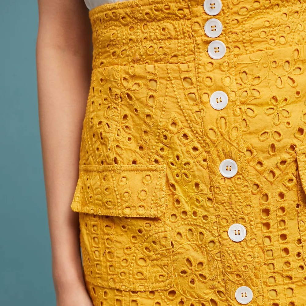 Tracy Reese X Anthropologie Sunshine Eyelet Pencil Skirt - Picture 3 of 9